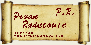 Prvan Radulović vizit kartica